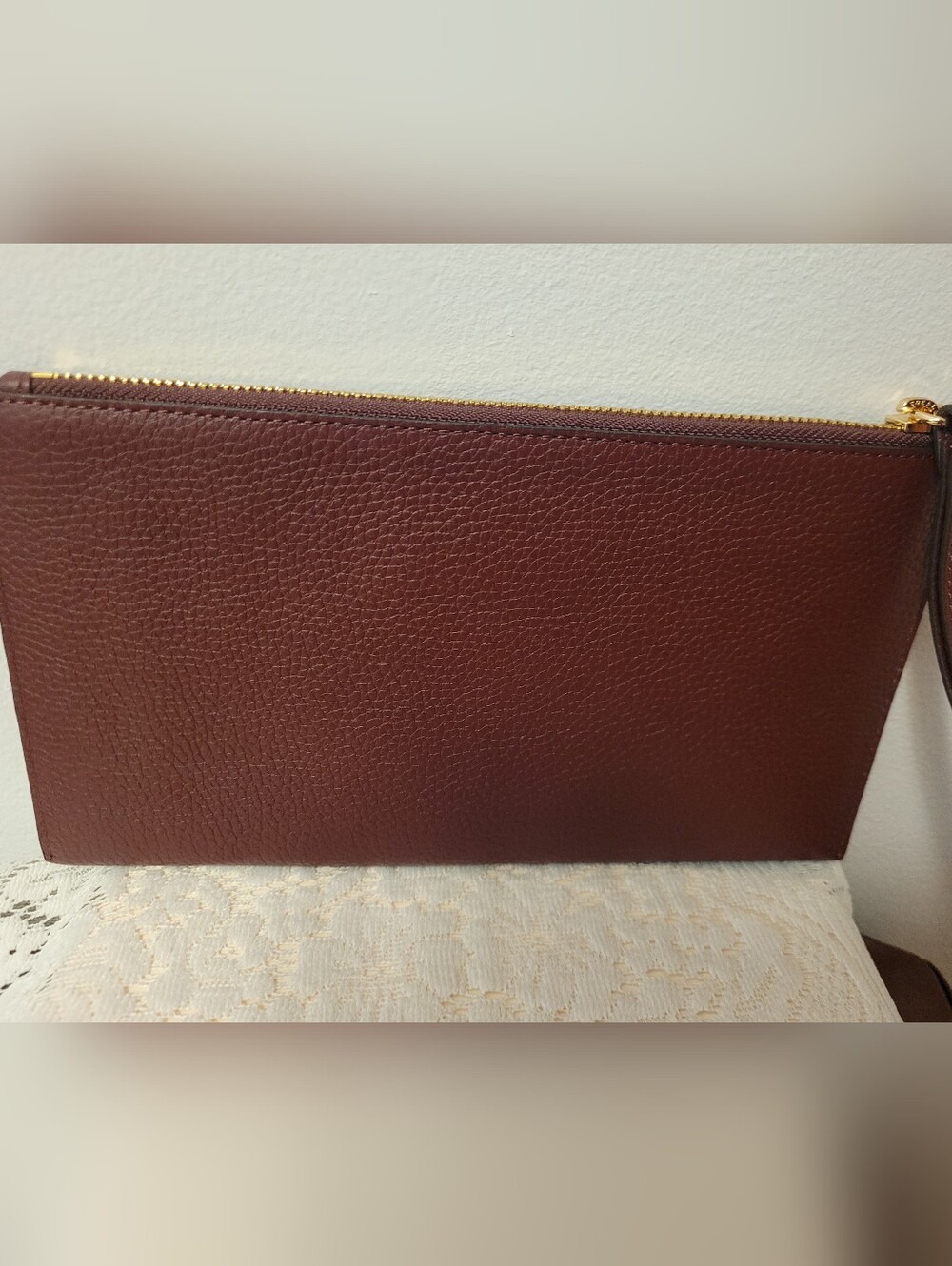 Michael Kors Burgundy Pebbled Leather Wristlet Clutch with Gold Hardware - Picture 6 of 8